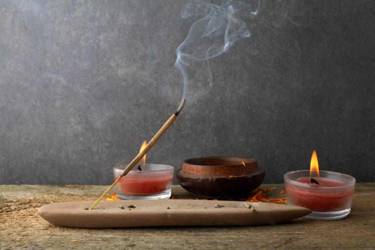Incense stick and smoke from incense burning. Aromatherapy